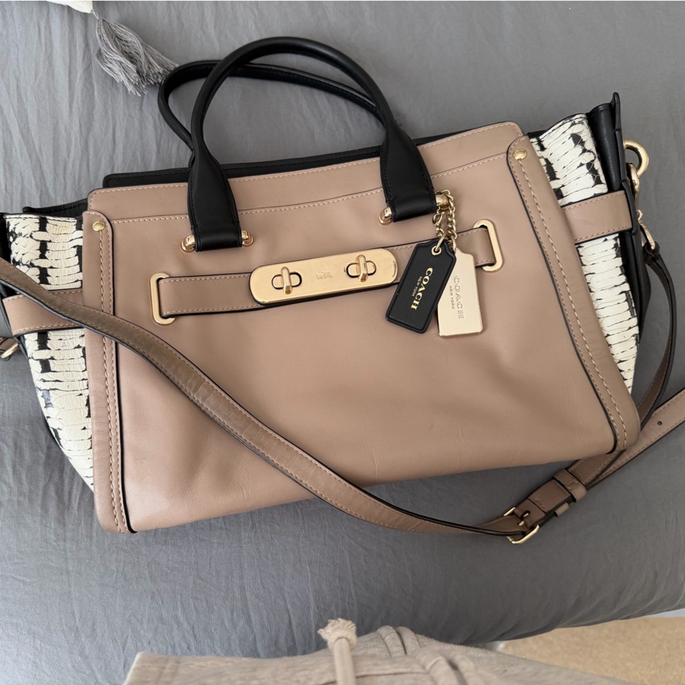 Coach Swagger Colorblock with Embossed Python